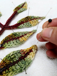 Picture of blocking a floral crochet motif applique